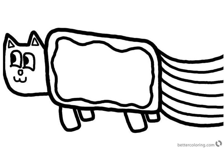 Nyan Cat Coloring pages Simple for Kids printable