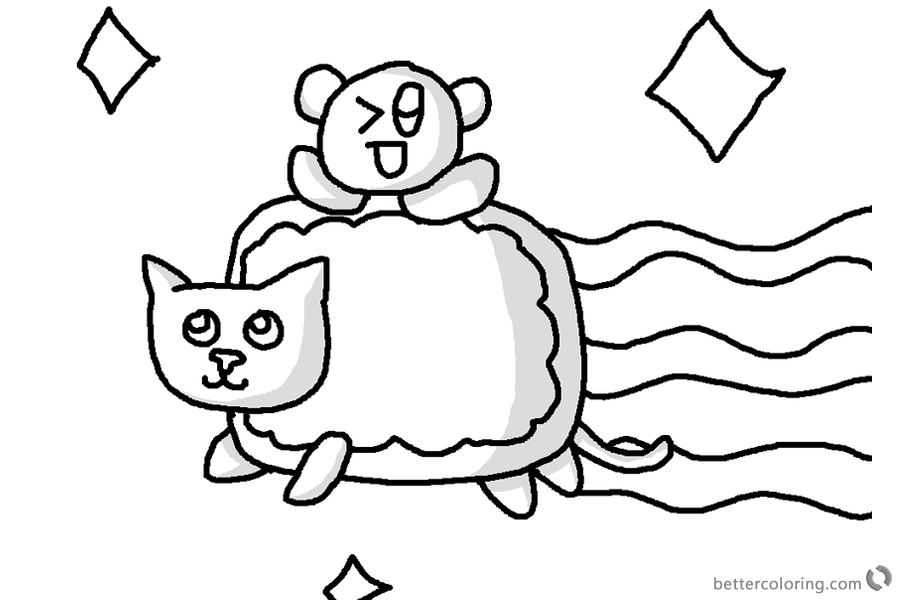 Nyan Cat Coloring pages With Baby Nyan Cat printable