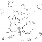 Peeps Coloring Pages Bunny Playing Bubbles