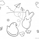 Peeps Coloring Pages Bunny Playing Paper Plane