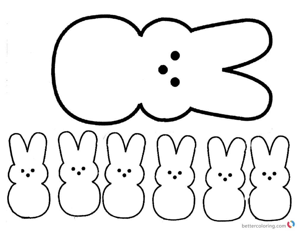 Peeps Coloring Pages Clipart Senven Easter Bunnies printable for free