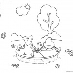 Peeps Coloring Pages Playing Outside