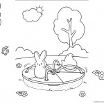 Peeps Coloring Pages Playing Outside