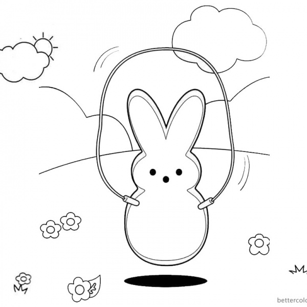 Peeps Coloring Pages Bunny Three Chicks and Three Bunnies Clipart