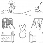 Peeps Coloring Pages Playing Slide and Swing
