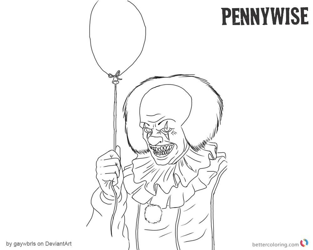 Pennywise Coloring Pages 1990 IT printable for free