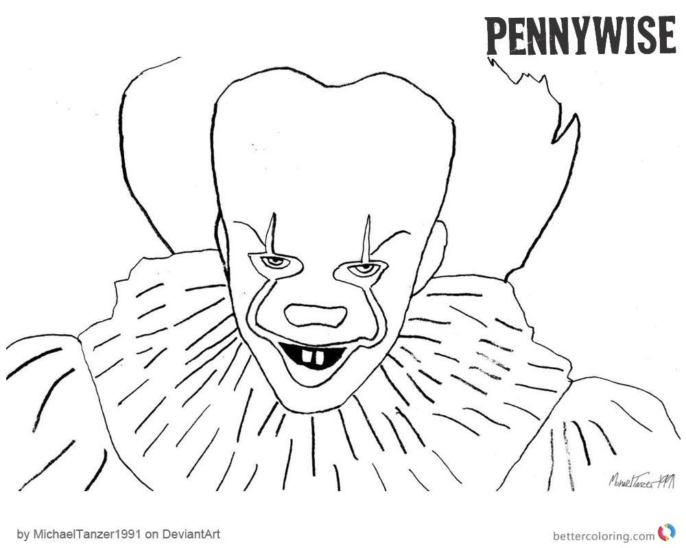 Pennywise Coloring Pages 2017 Sketch printable for free