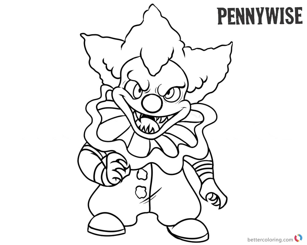 Pennywise Coloring Pages Cartoon Chibi Pennywise printable for free
