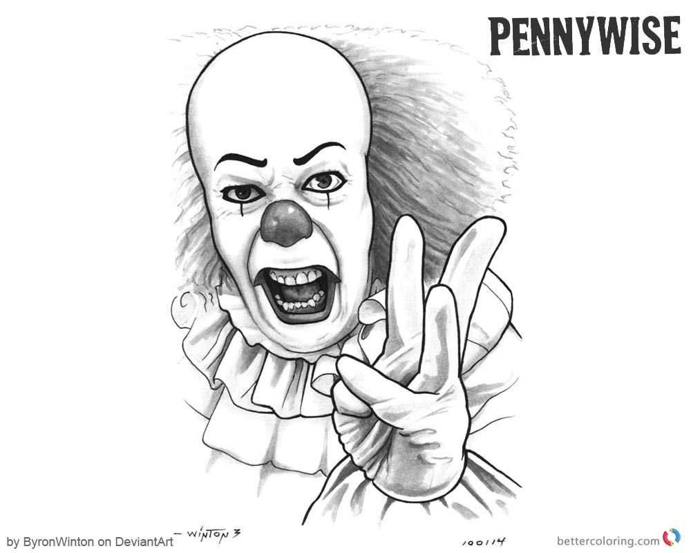 Pennywise Coloring Pages Clown Fanart Drawing  printable for free