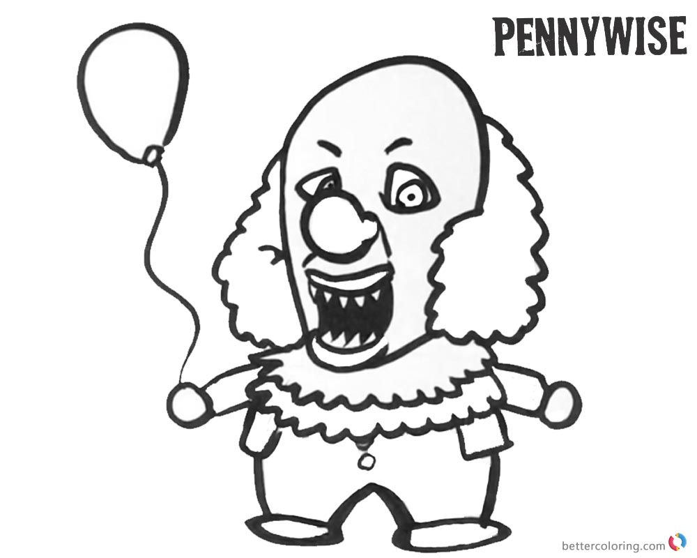 Pennywise Coloring Pages From Stephen King’s IT printable for free