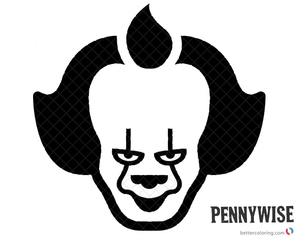 Pennywise Coloring Pages Simple Clipart Black and White printable for free