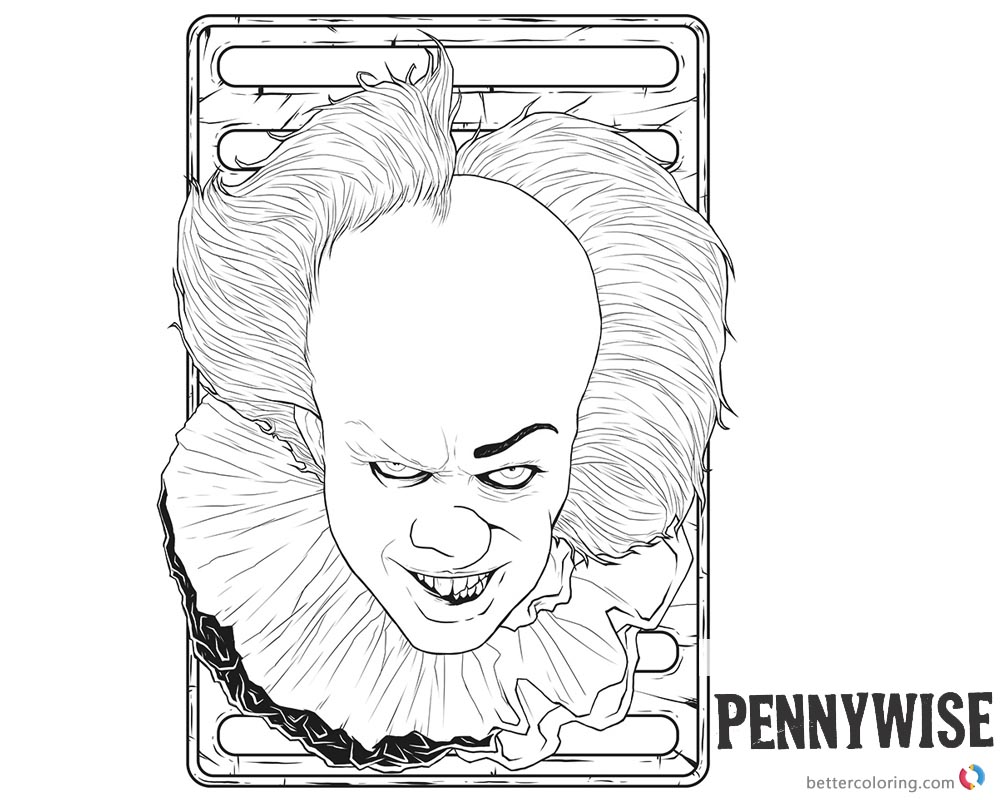 Pennywise Coloring Pages Stephen King’s IT Pennywise Fan art printable for free
