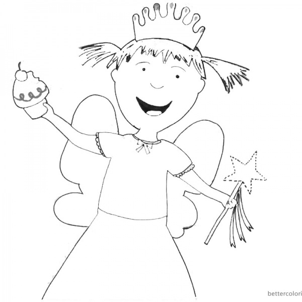Pinkalicious Coloring Pages with flower and Unicorn Free Printable