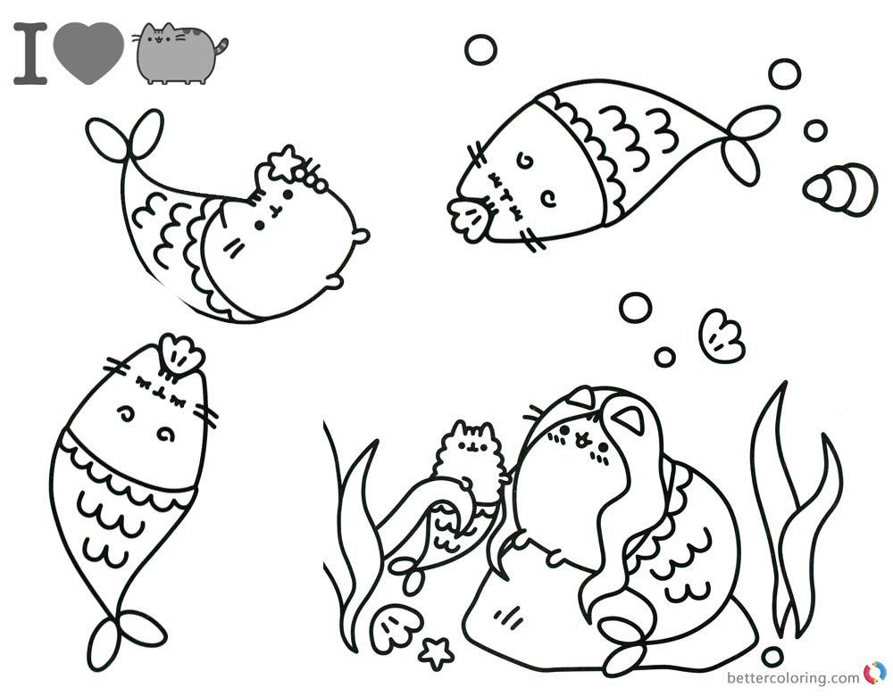 Pusheen Coloring Pages Beautiful Mermaid - Free Printable Coloring Pages