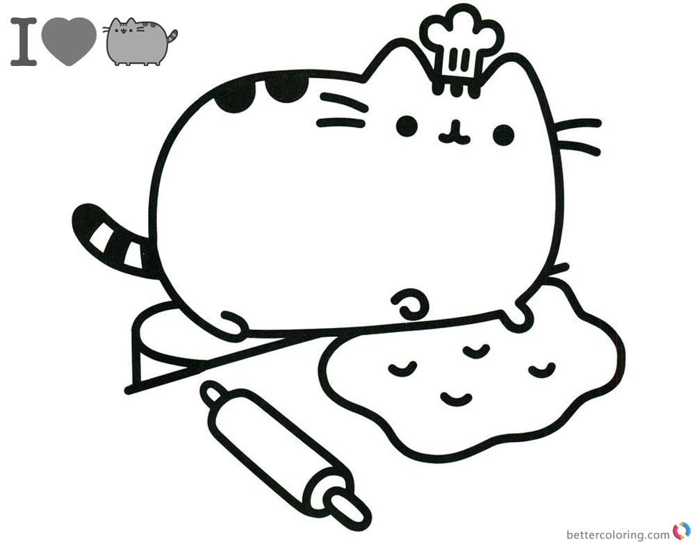 Pusheen Coloring Pages Busy Cooking printable and free