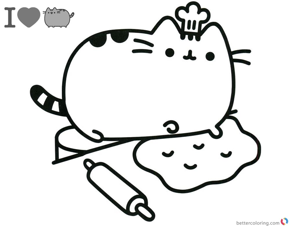 Pusheen Coloring Pages Busy Cooking Free Printable Coloring Pages
