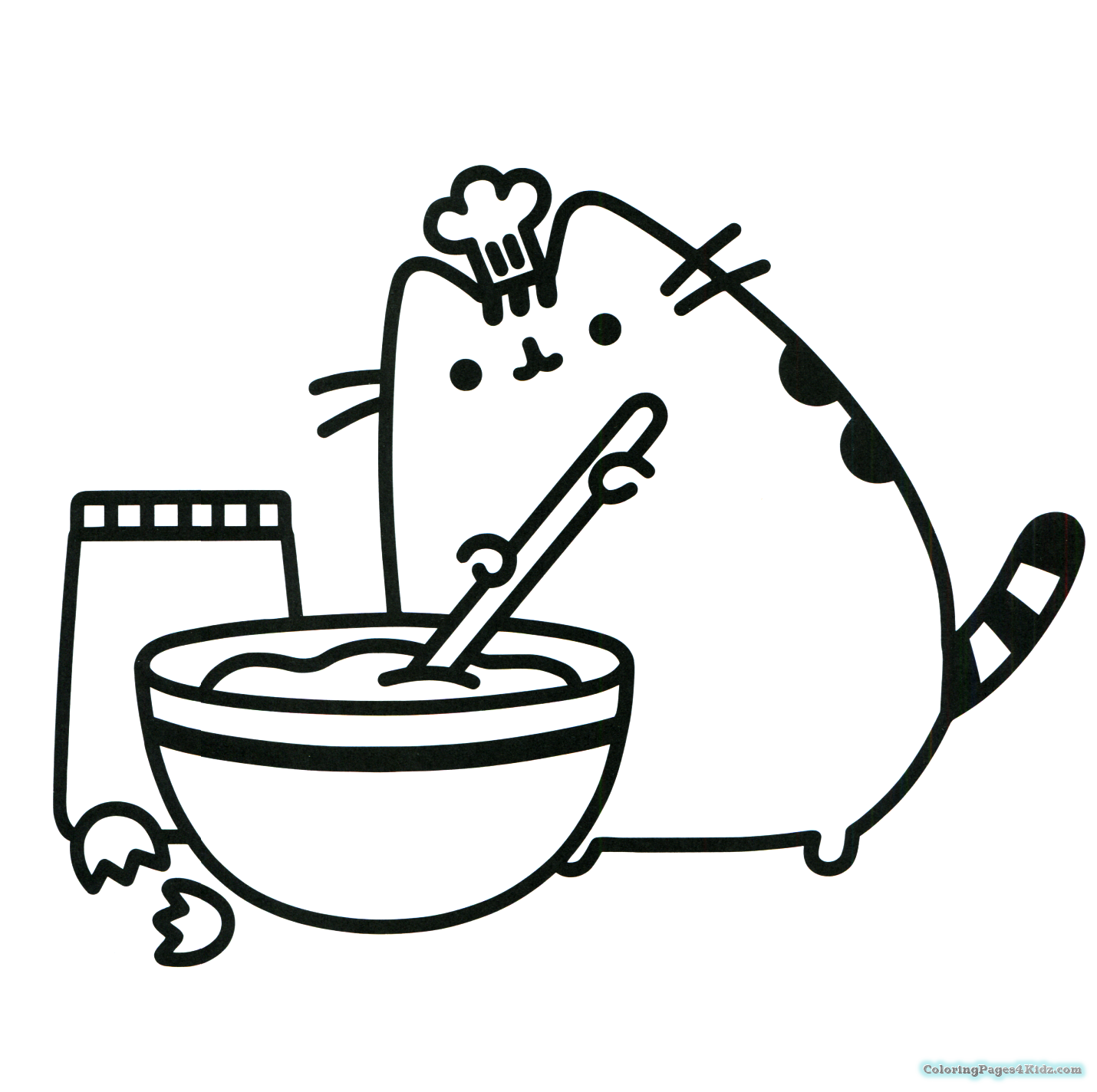 Pusheen Coloring Pages Cooking printable and free