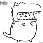 Pusheen Coloring Pages Cute Dinosaur Hat