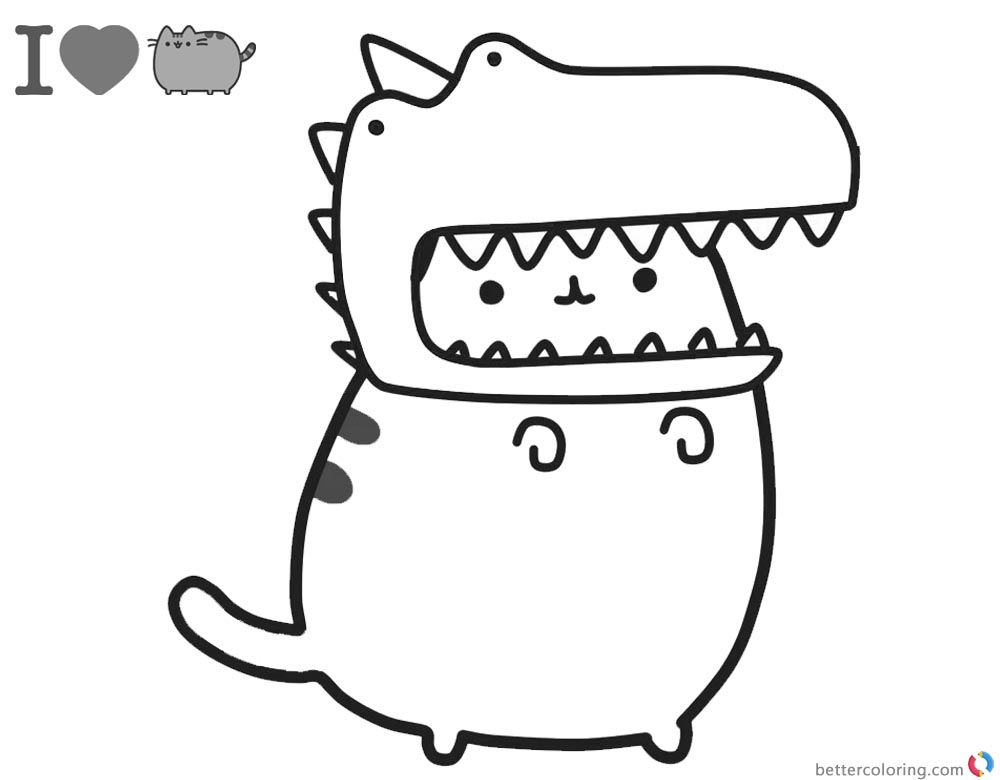 Pusheen Coloring Pages Cute Dinosaur Hat Free Printable Pusheen Coloring Pages Cute Dinosaur Hat Free Printable