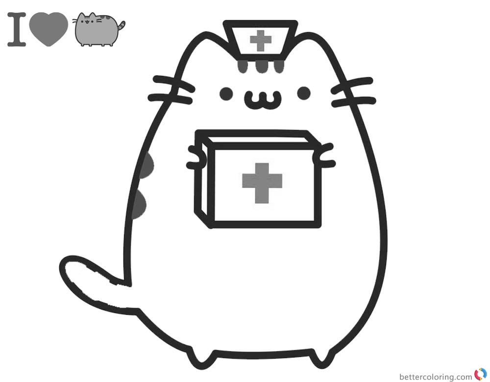 Pusheen Coloring Pages Doctor Cosplay printable and free