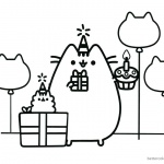 Pusheen Coloring Pages Happy Birthday Party with Dad