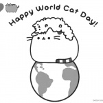 Pusheen Coloring Pages Happy World Cat Day