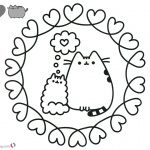 Pusheen Coloring Pages Love Pattern