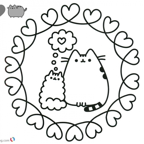 Pusheen Coloring Pages Happy Birthday Party with Dad - Free Printable ...