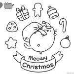 Pusheen Coloring Pages Meomy Christmas
