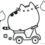 Pusheen Coloring Pages Motorcycle