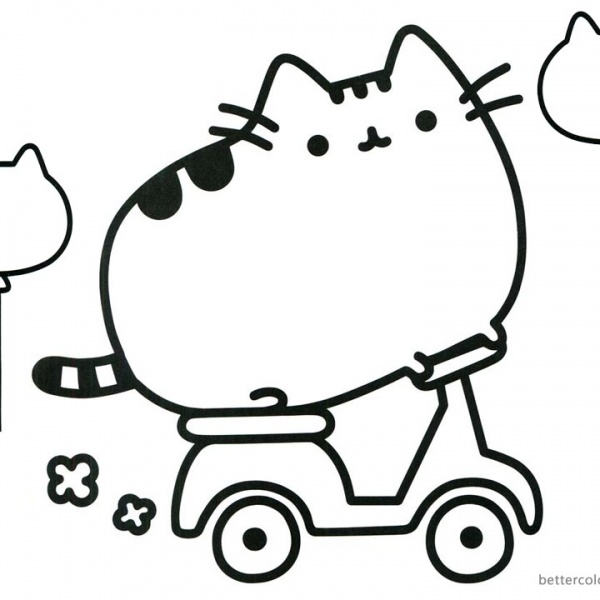 pusheen dinosaur coloring pages