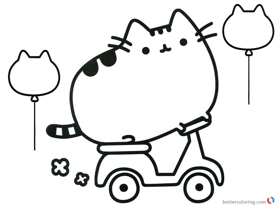 Pusheen Coloring Pages Motorcycle - Free Printable Coloring Pages