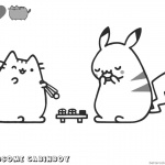 Pusheen Coloring Pages Pikachu and Pusheen