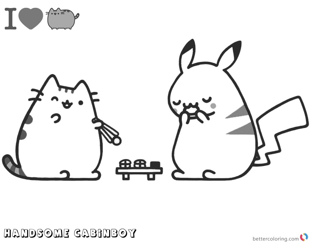 Pusheen Coloring Pages Pikachu And Pusheen Free Printable Coloring Pages