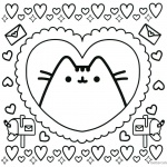 Pusheen Coloring Pages Pusheen in Heart Pattern