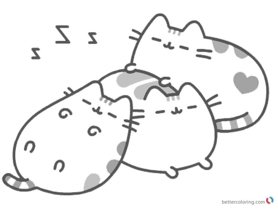 Pusheen Coloring Pages Sleeping printable and free