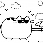 Pusheen Coloring Pages Sun Glass and Beach