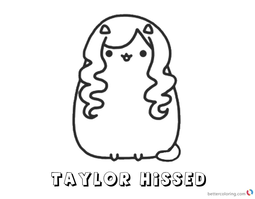 Pusheen Coloring Pages Taylor Hissed printable and free
