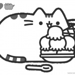 Pusheen Coloring Pages Yummy Iceream