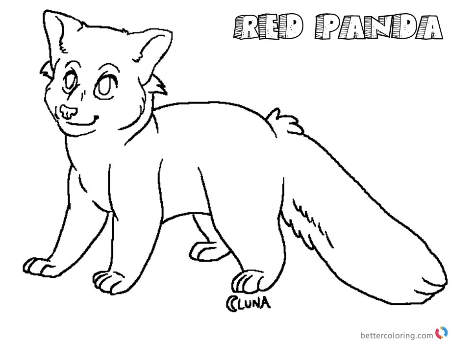 Realistic Red Panda Coloring Pages Line Drawing printable for free