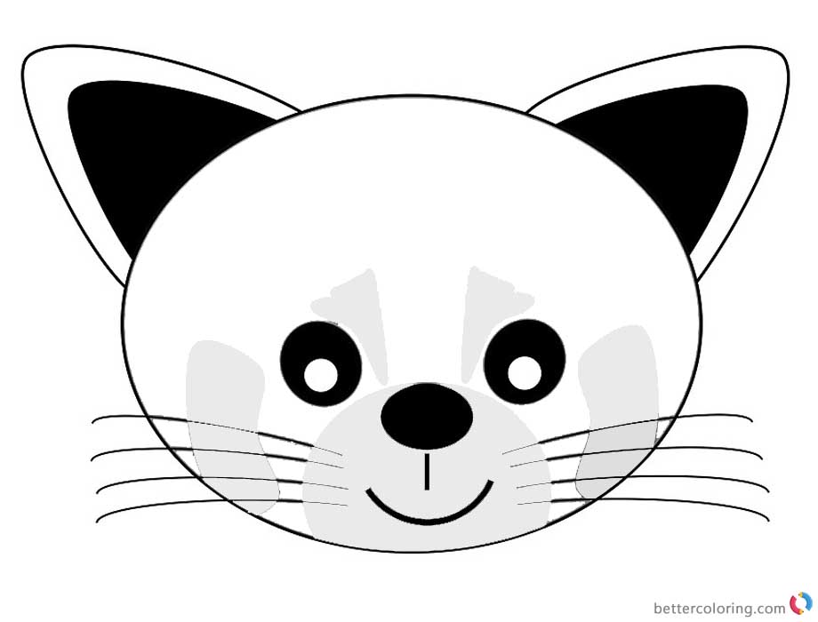 Red Panda Coloring Pages Cartoon Head Sticker printable for free