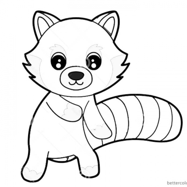 Red Panda Coloring Pages Cartoon Head Sticker Free