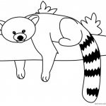 Red Panda Coloring Pages Rest on the Tree