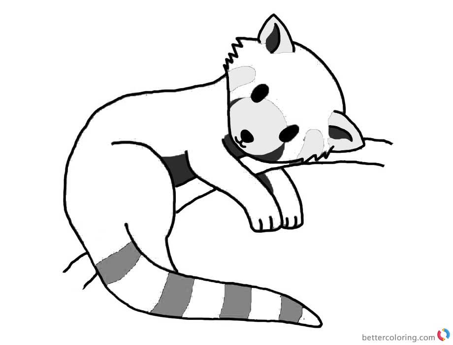 Red Panda Coloring Pages Sleeping printable for free