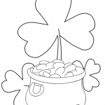 Shamrock coloring pages flower with a pot of gold