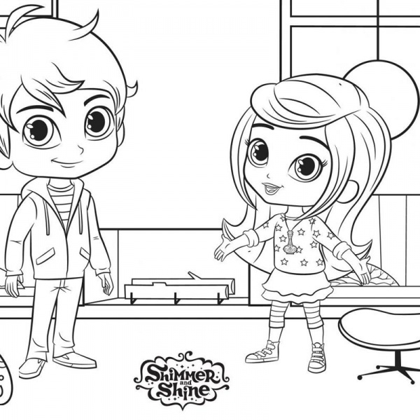 Shimmer and Shine Coloring Pages Leah Lineart Picture - Free Printable