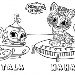 Shimmer and Shine Coloring Pages Pet Tiger and Monkey