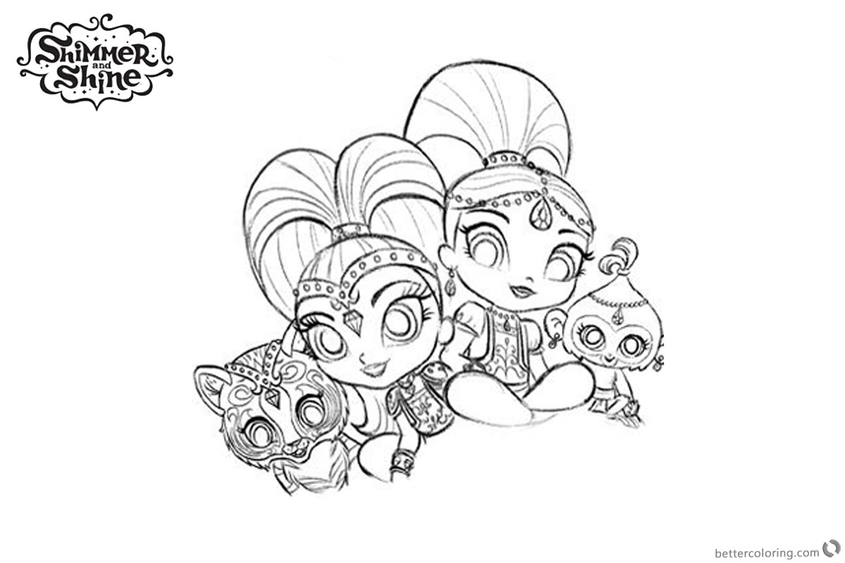 Free Shimmer and Shine Coloring Pages Sketch Picture Printable