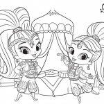 Shimmer and Shine Coloring Pages They are Dancing