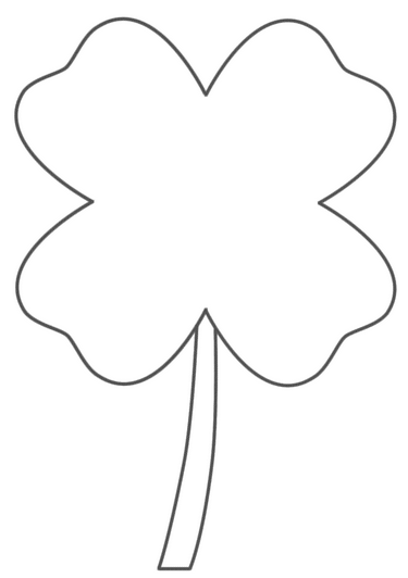 Simple Four Leaf Clover Coloring Pages for good luck printable